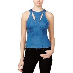 Guess Denim Cutout Top
